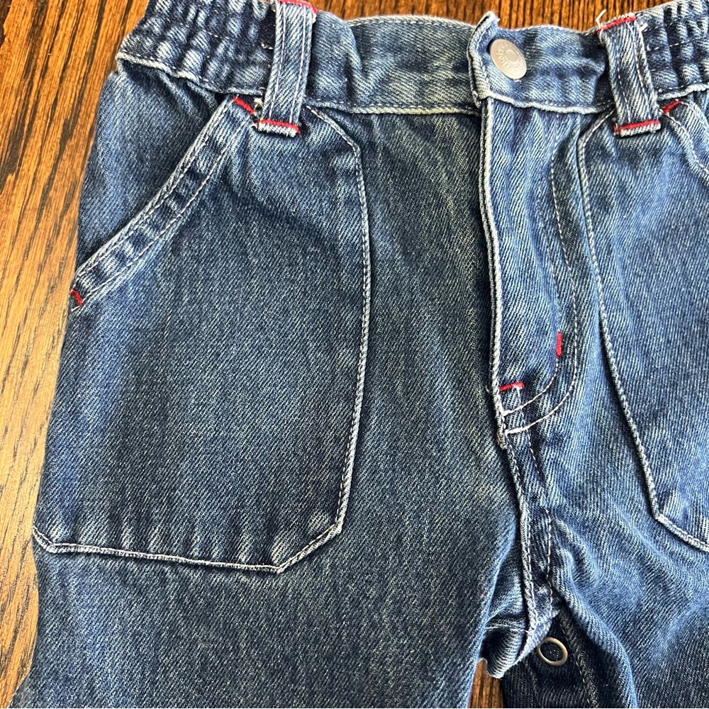 Vtg Baby Gap Carpenter Jeans Toddler 2T Baggy Utility Y2K Cargo Snap Easy Chage - Picture 6 of 12